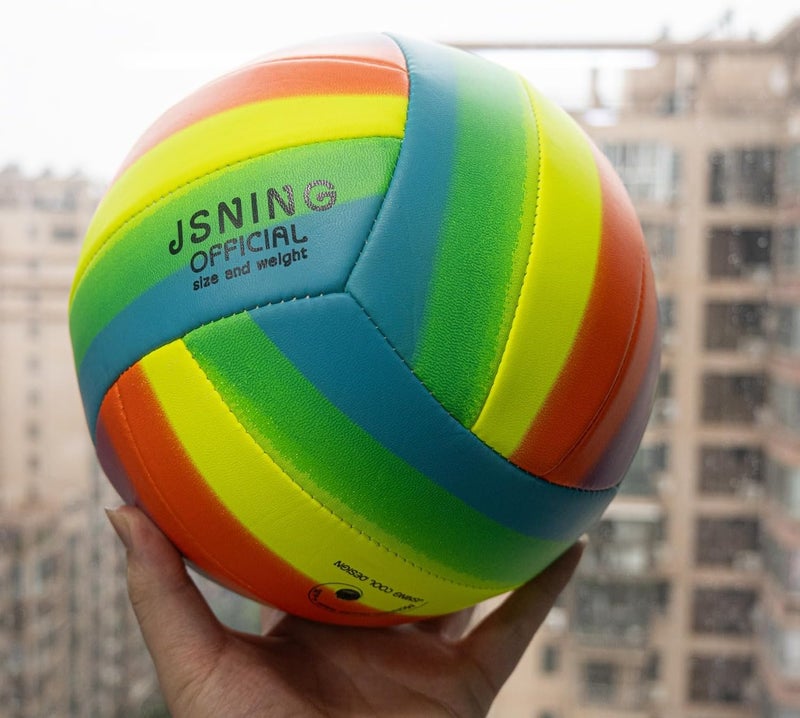 JSNING Rainbow Volleyball,Volley lite for Outdoor Indoor Beach Game,Soft Touch,Official Size 5,Cute Cool Design - Image 4